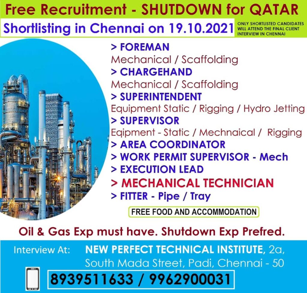 qatar jobs in chennai