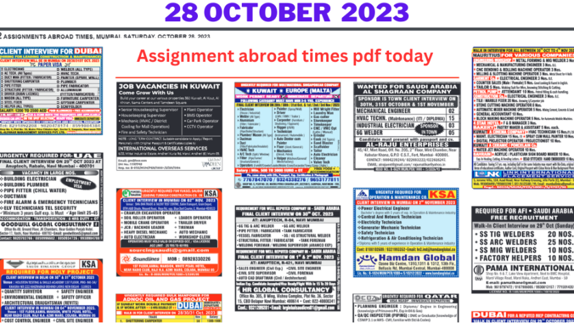 Assignment abroad times pdf today 28 oct 2023