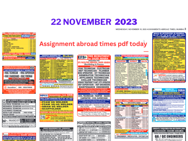 Assignment abroad times pdf today 22 nov 2023
