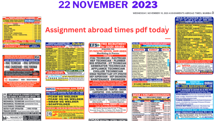Assignment abroad times pdf today 22 nov 2023