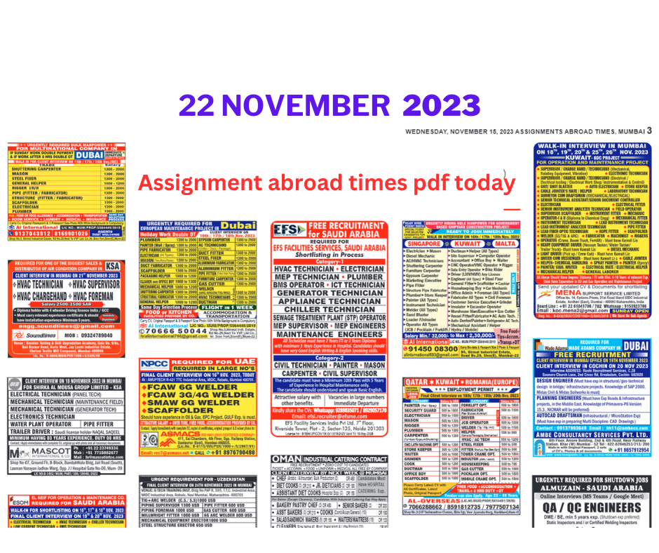 Assignment Abroad Times Pdf Today Epaper Mumbai Nov