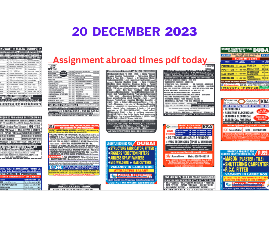 assignment abroad times newspaper 20 sep 2023 today