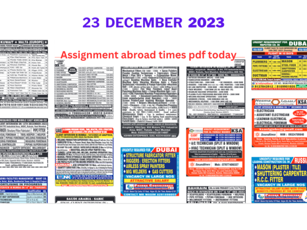 Assignment Abroad Times Today newspaper PDF download, 23 Dec 2023