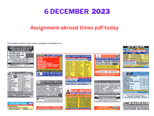 Assignment Abroad Times PDF Today 6 Dec 2023 Free Download Mumbai