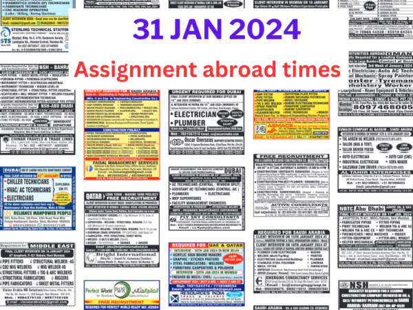 Assignment Abroad Times PDF Today, 31 Jan 2024 Free Download Mumbai