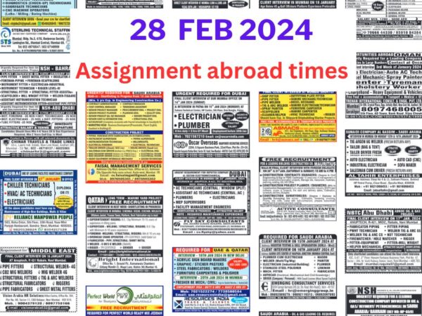 Assignment Abroad Times PDF Today, 28 Feb 2024 Free Download Mumbai