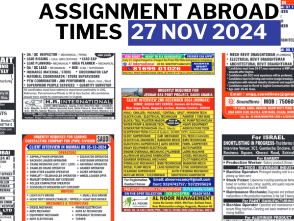 Assignment Abroad Times Today Newspaper pdf - 27 Nov 2024