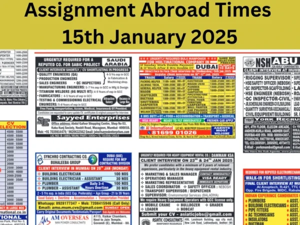 Today Assignment Abroad Times PDF Newspaper, 15 January 2025