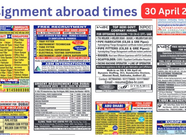 Assignment abroad times today 30 april