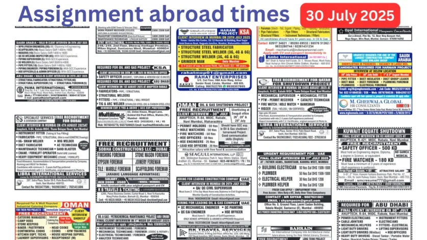 Assignments Abroad Times PDF Today, 30 july 2025