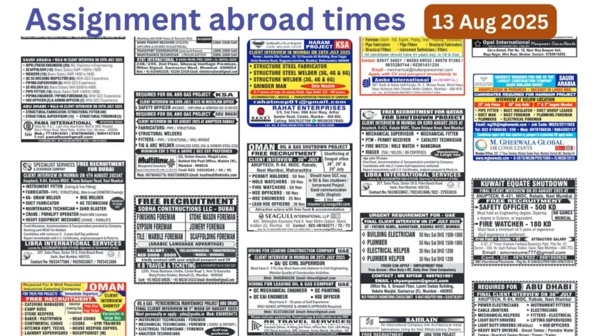 Assignments Abroad Times PDF Today, 13 Aug 2025
