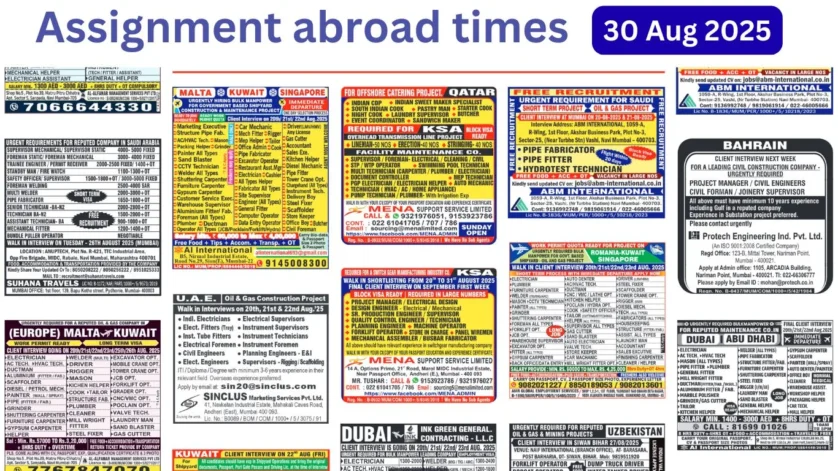 Assignments Abroad Times PDF Today, 30 Aug 2025
