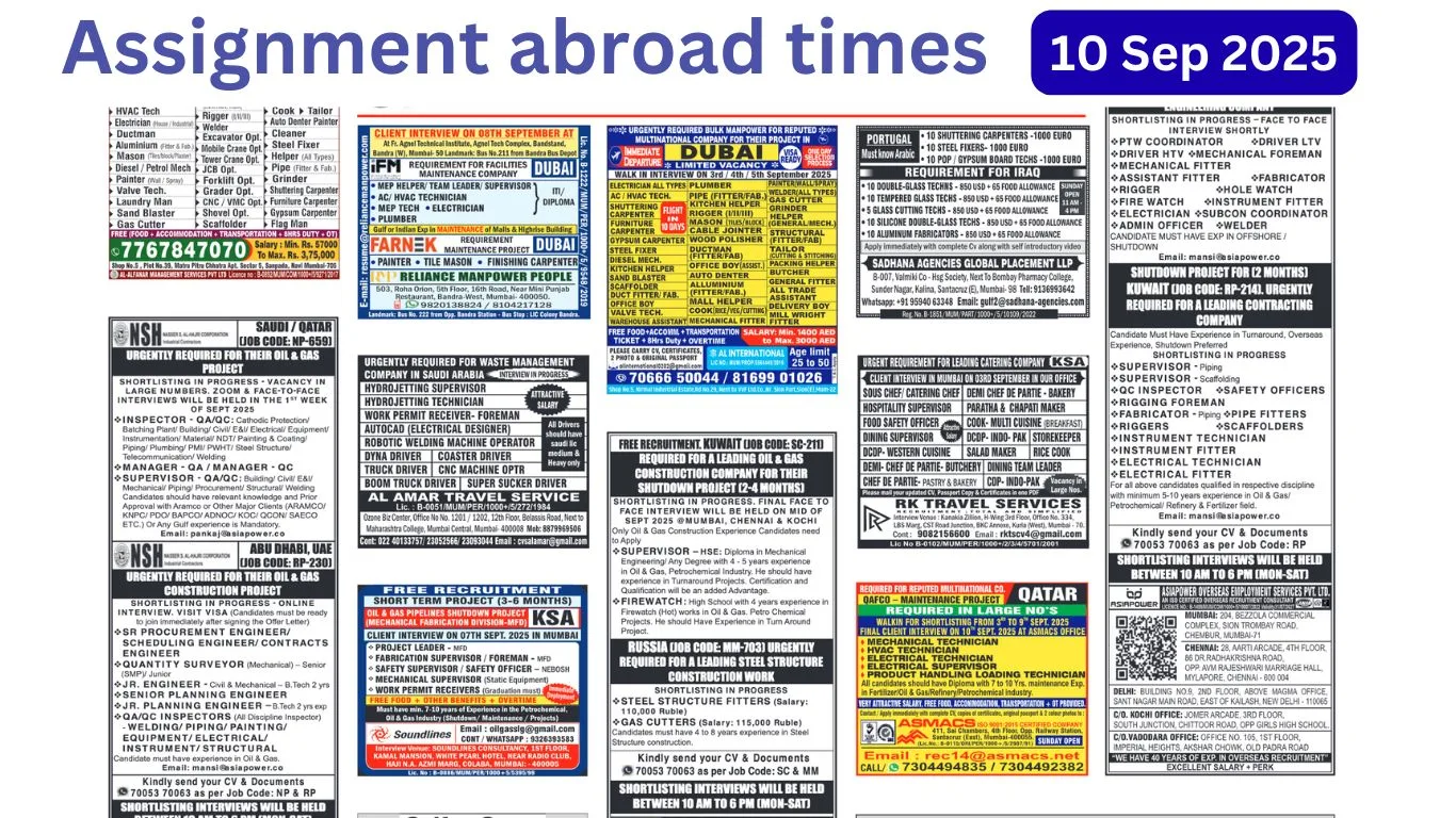 Assignment Abroad Times PDF Today Newspaper, 10 Sep 2025