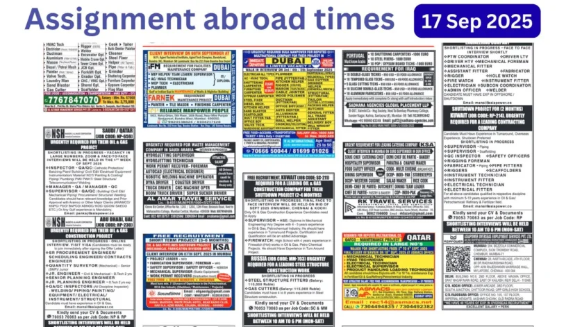 Assignment Abroad Times PDF Today Newspaper, 17 Sep 2025