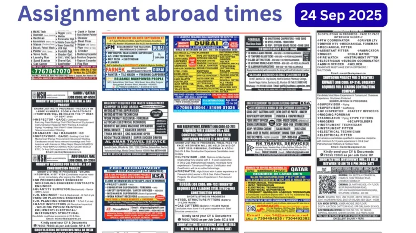 Assignment Abroad Times PDF Today Newspaper, 24 Sep 2025