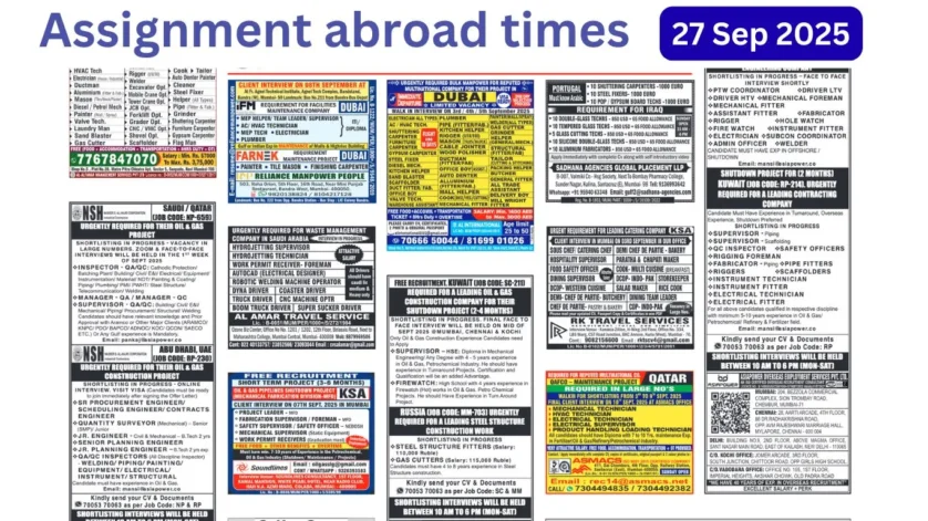 Assignment Abroad Times PDF Today Newspaper, 27 Sep 2025