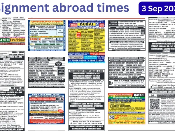 Assignments Abroad Times PDF Today, 3 Sep 2025