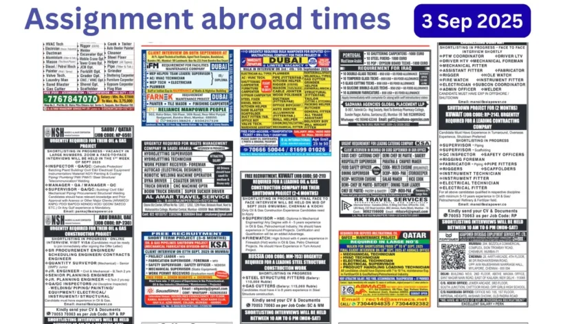 Assignments Abroad Times PDF Today, 3 Sep 2025