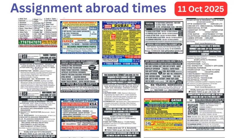 Assignment Abroad Times PDF Today Newspaper, 11 oct 2025