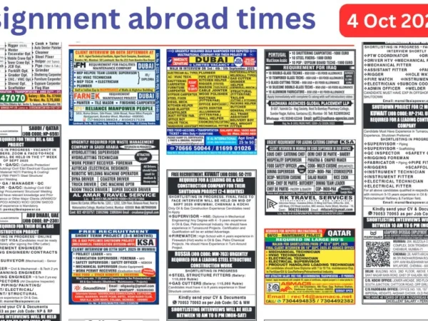 Assignments Abroad Times PDF Today, 4 oct 2025