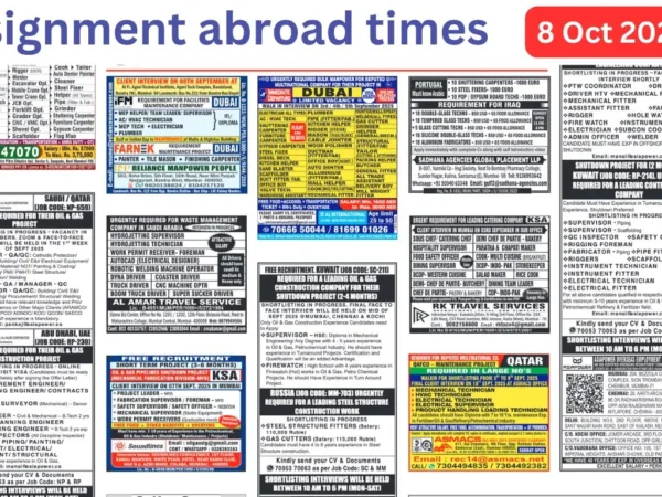Assignments Abroad Times PDF Today, 8 oct 2025