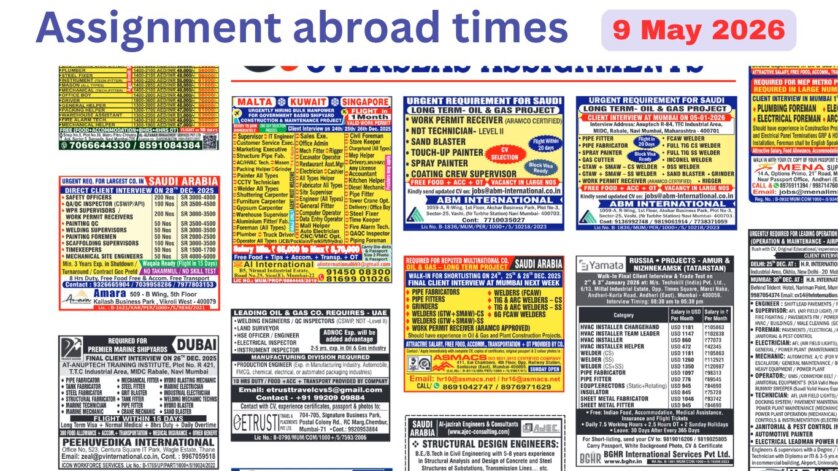 Assignments Abroad Times PDF Today, 9 may 2026