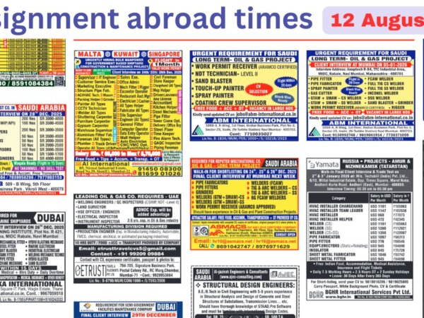 Assignments Abroad Times PDF Today, 12 August 2026