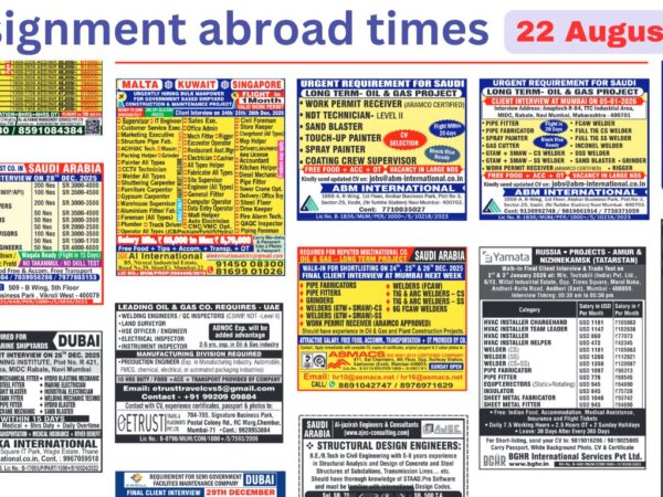 Assignments Abroad Times PDF Today, 22 August 2026