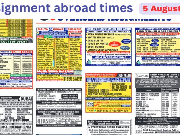 Assignments Abroad Times PDF Today, 5 August 2026