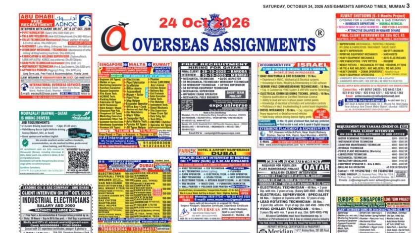 Assignments Abroad Times PDF Today, 24 oct 2026